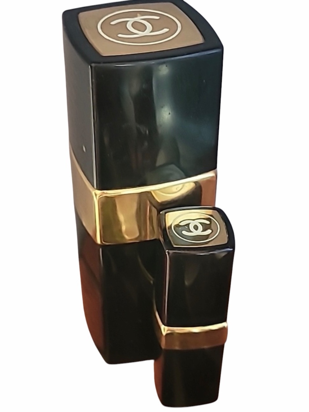 CHANEL Black and Gold Decorative Lipstick Bottle Set